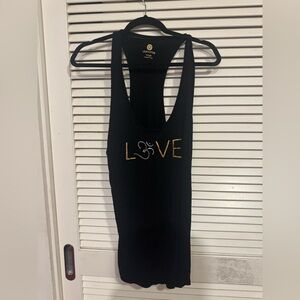 Lily Lotus Black Tank Top with Gold and Silver 'LOVE' Design